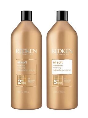 Redken All Soft Shampoo and Conditioner Duo Liter Set 33.8 oz For Dry Hair NEW!